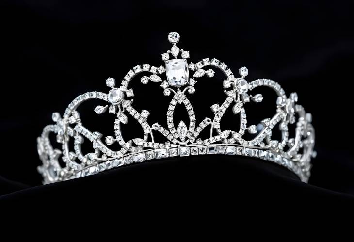 Radiant Crystal Tiara and Diamond Crown on Black Velvet